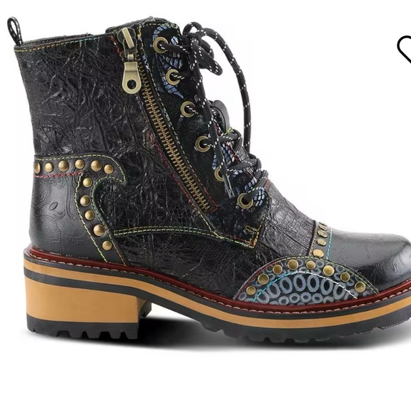 Spring Step Shoes - EUC L'Artiste by Spring Step Womens Rugup Leather Booties - Black Multi, Size 41